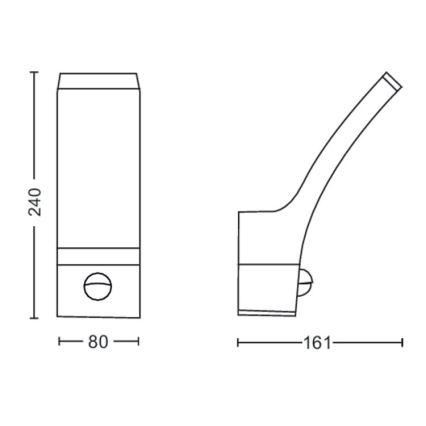 Philips-LED Außenwandleuchte mit Sensor SPLAY LED/12W/230V 2700K IP44