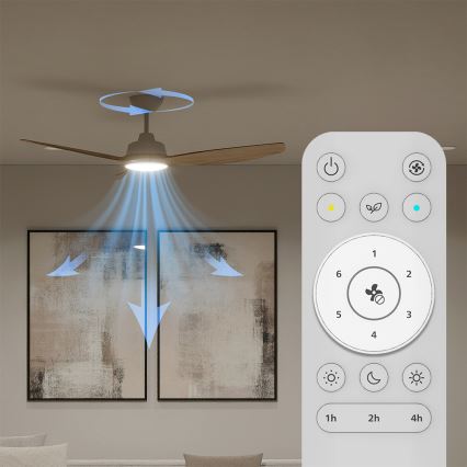 Philips - Dimmbarer LED-Deckenventilator OLAS LED/24W/230V Ø 132 cm weiß/braun + Fernbedienung