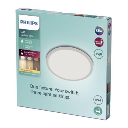 Philips - LED dimmbare Badezimmer-Deckenleuchte SCENE SWITCH LED/15W/230V IP44 2700K