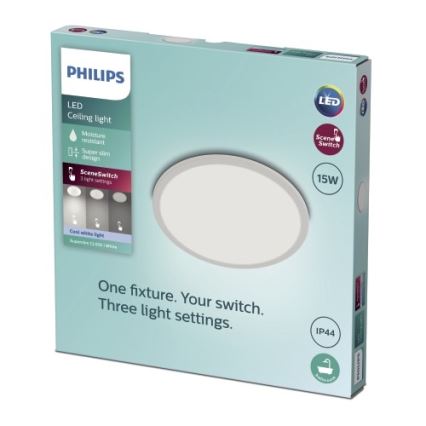 Philips - LED Dimmable bathroom ceiling light SCENE SWITCH LED/15W/230V IP44 4000K