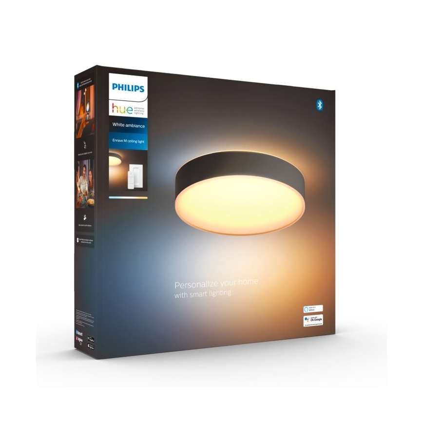 Philips - dimmbare LED-Deckenleuchte Hue LED/19,2W/230V 2200-6500K Ø 381 mm schwarz + Fernbedienung