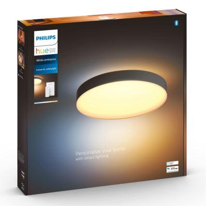 Philips - dimmbare Hue LED-Deckenleuchte, LED/48W/230V, 2200-6500K, Ø 551 mm, Schwarz + Fernbedienung