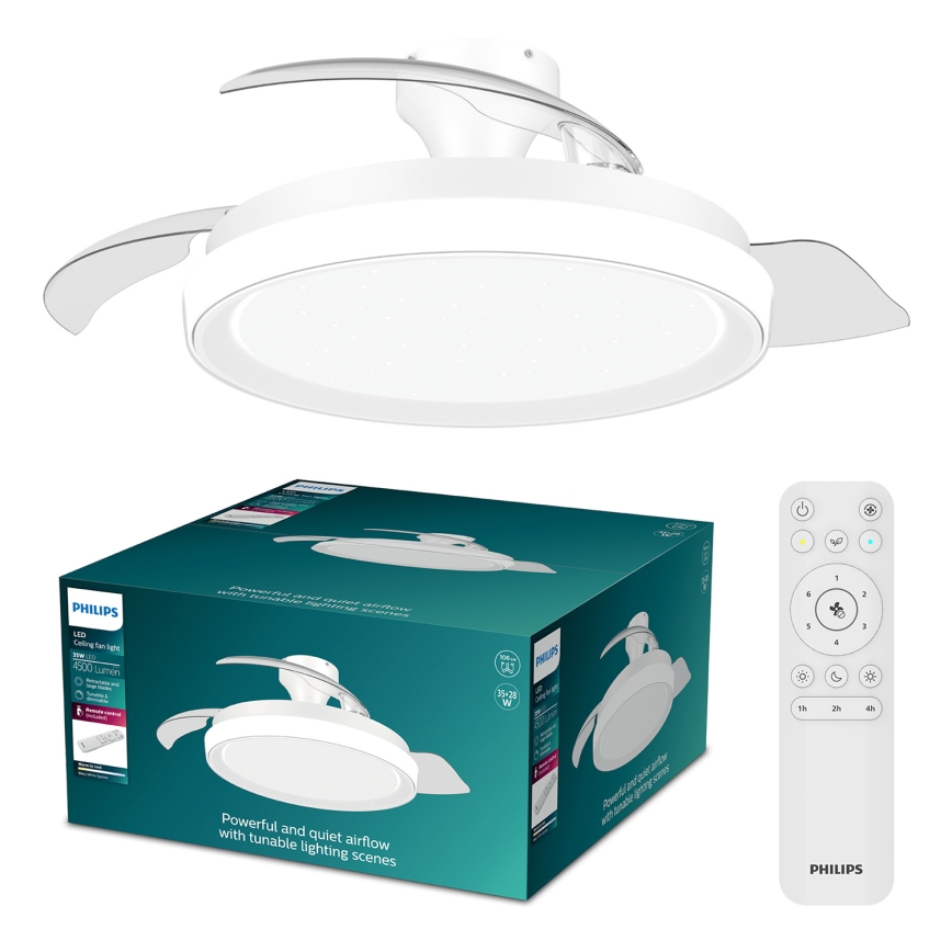 Philips - LED-dimmbare Deckenleuchte mit Ventilator BLISS LED/35W/230V weiß + Fernbedienung