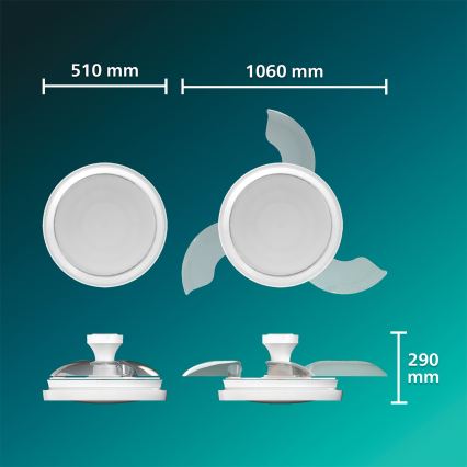 Philips - LED-dimmbare Deckenleuchte mit Ventilator BLISS LED/35W/230V weiß + Fernbedienung