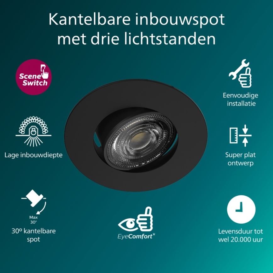 Philips - Dimmbare LED-Einbauleuchte CILANTRO LED/5W/230V 4000K schwarz