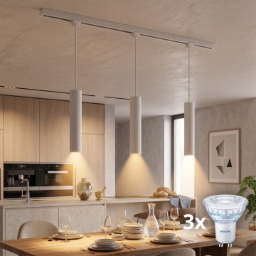 Philips - LED-dimmbare Pendelleuchte mit Kabelabhängung für das EASYLINK-Schienensystem 3xGU10/7W/230V 2200-2700K 1m weiß