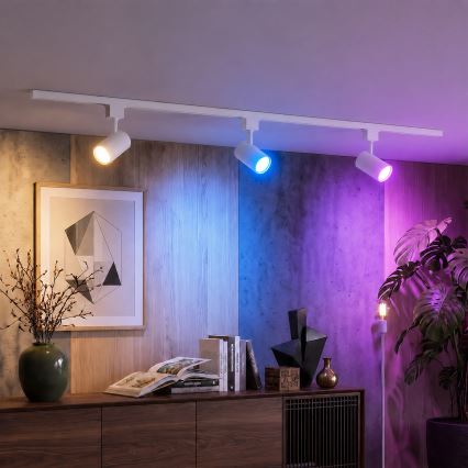 Philips - LED RGBW, dimmbarer Strahler im Schienensystem EASYLINK HUE, 3× GU10 / 4,7W / 230V, 2200–6500K, 1 m, weiß