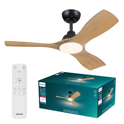 Philips - LED-dimmbarer Deckenventilator OLAS LED/24W/230V Ø 106 cm Schwarz/Braun + Fernbedienung