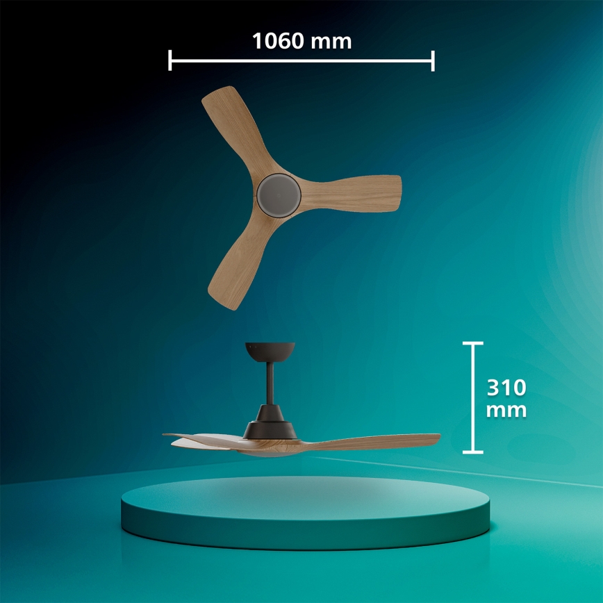 Philips - LED-dimmbarer Deckenventilator OLAS LED/24W/230V Ø 106 cm Schwarz/Braun + Fernbedienung