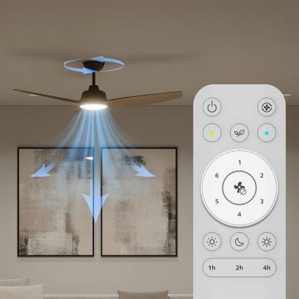 Philips - LED-dimmbarer Deckenventilator OLAS LED/24W/230V Ø 132 cm schwarz/braun + Fernbedienung