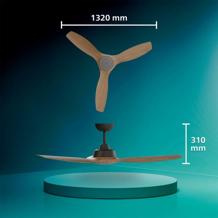 Philips - LED-dimmbarer Deckenventilator OLAS LED/24W/230V Ø 132 cm schwarz/braun + Fernbedienung