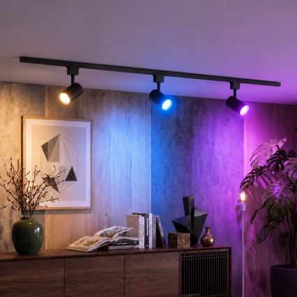 Philips - dimmbarer LED-RGBW-Strahler im Schienensystem EASYLINK HUE 3xGU10/4,7W/230V 2200-6500K 1m schwarz + Hue Bridge