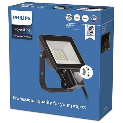 Philips – LED-Outdoor-Strahler mit Sensor PROJECTLINE LED/20W/230V IP65 3000K