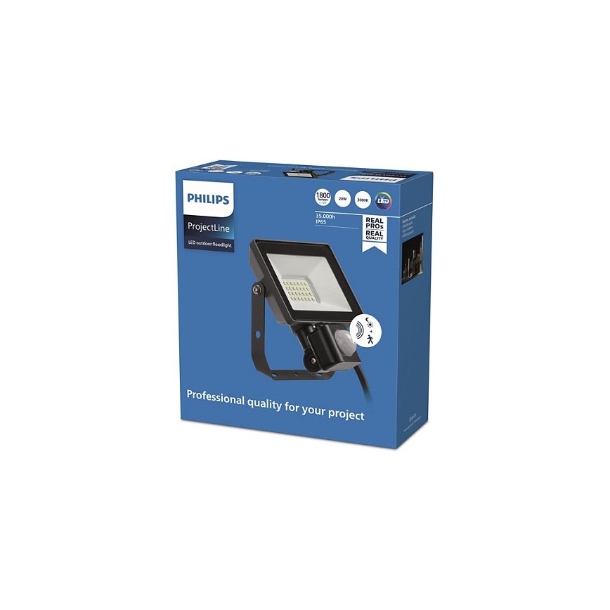Philips – LED-Outdoor-Strahler mit Sensor PROJECTLINE LED/20W/230V IP65 3000K