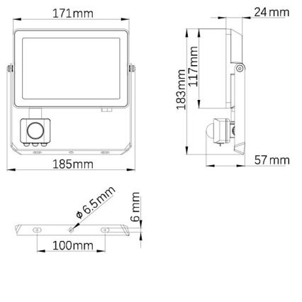 Philips – LED-Outdoor-Strahler mit Sensor PROJECTLINE LED/30W/230V IP65 3000K