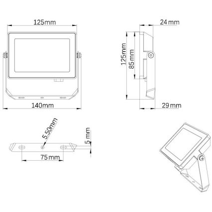 Philips – LED-Outdoor-Strahler PROJECTLINE LED/20W/230V IP65 4000K