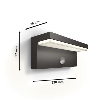 Philips - LED-Outdoor-Wandleuchte mit Sensor BUSTAN LED/3,8W/230V IP44