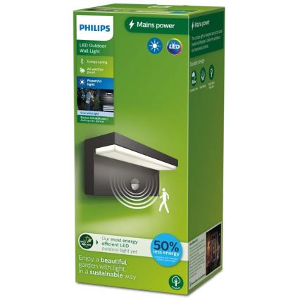 Philips - LED-Outdoor-Wandleuchte mit Sensor BUSTAN LED/3,8W/230V 4000K IP44