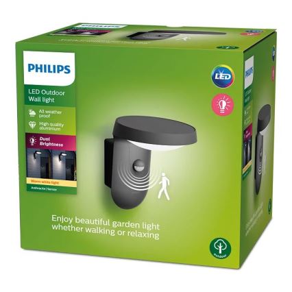 Philips – LED-Outdoor-Wandleuchte mit Sensor LED/9W/230V 2700K IP44