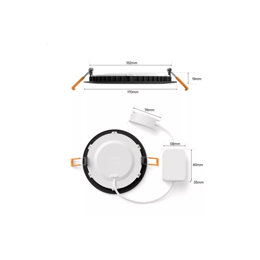 Philips - LED RGBW dimmbare Badezimmer-Einbauleuchte Hue SLIM LED/12W/230V 1000-20000K schwarz IP44