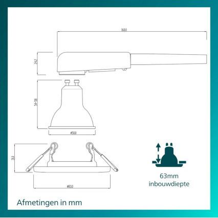 Philips - LED RGBW dimmbarer Einbaustrahler PERIDOT 1xGU10/6,5W/230V 2700-6500K schwarz