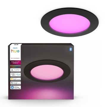 Philips - LED RGBW dimmbare Badezimmer-Einbauleuchte Hue SLIM LED/12W/230V 1000-20000K schwarz IP44