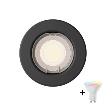 Philips - LED RGBW dimmbare Einbauleuchte PERIDOT 1xGU10/6,5W/230V schwarz + Fernbedienung