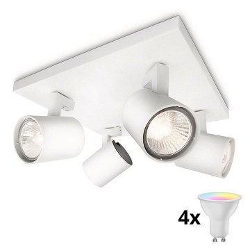 Philips - LED RGBW dimmbarer Deckenspot RUNNER 4xGU10/6,5W/230V 2700-6500K weiß