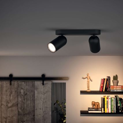 Philips - LED RGBW dimmbare Spotleuchte PONGEE 2xGU10/4,8W/230V 3000K schwarz + Fernbedienung