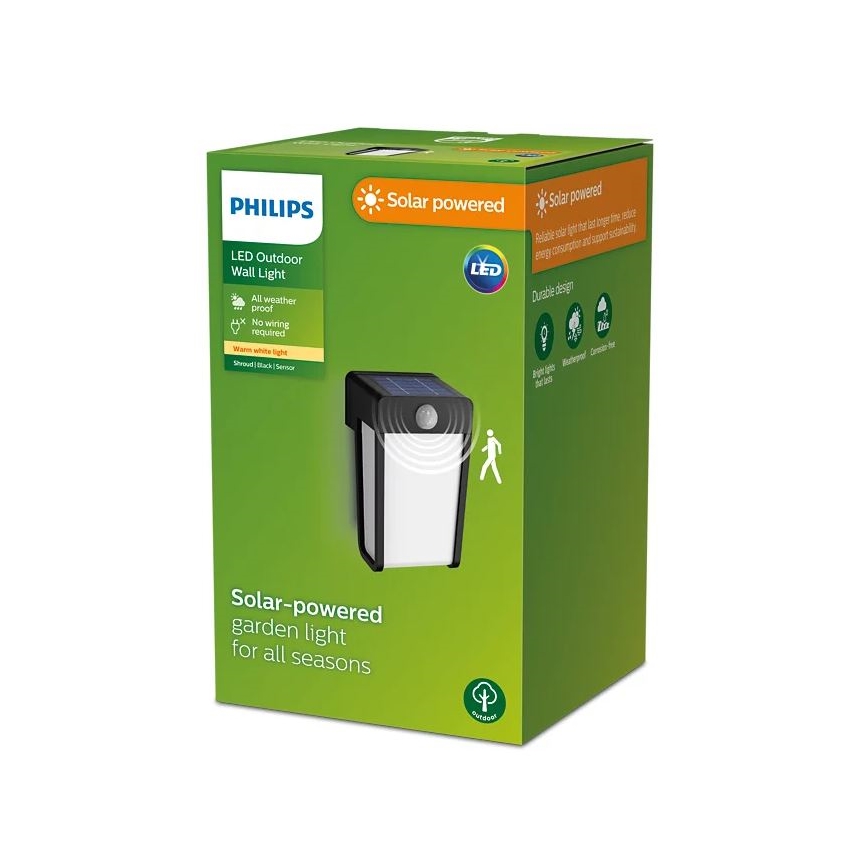 Philips - LED Solar-Wandleuchte mit Sensor SHROUD LED/2,3W/3,7V 600 mAh IP44
