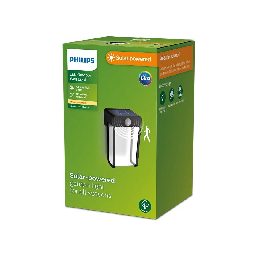Philips - LED Solar-Wandleuchte mit Sensor SHROUD LED/2,3W/3,7V 600 mAh IP44