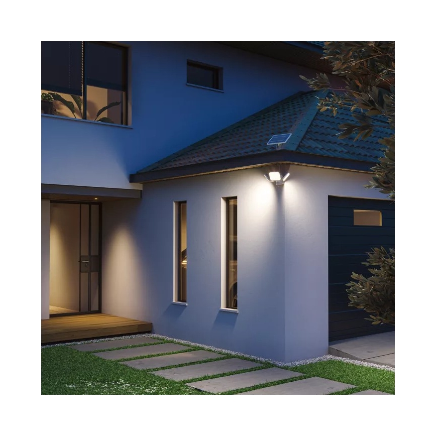 Philips - LED-Solar-Wandleuchte ZYREN mit Sensor, 24,5 W / 3,7 V, 2600 mAh, 5000 K, IP65, weiß