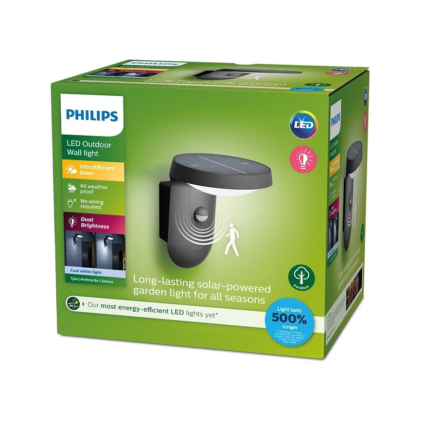 Philips – LED-Solarwandleuchte mit Sensor LED/1,2W/4V 4000K IP44