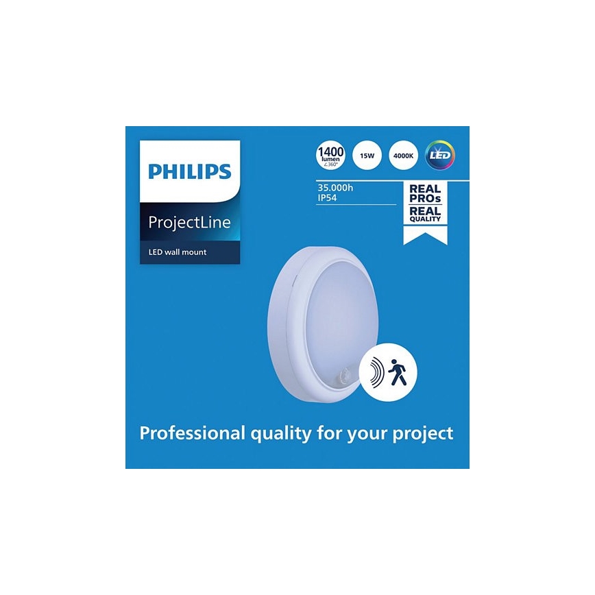 Philips – LED-Wandleuchte mit Sensor PROJECTLINE LED/15W/230V IP54