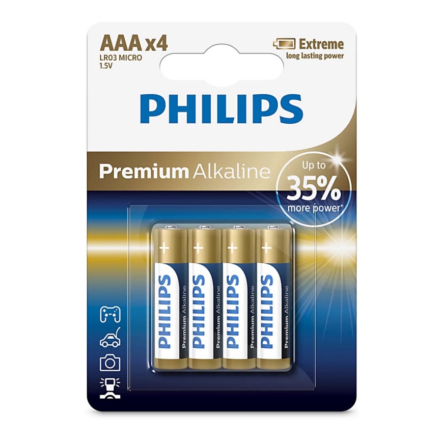 Philips LR03M4B/10 - 4 Stk. alkalische Batterie AAA PREMIUM ALKALINE 1,5V 1320mAh