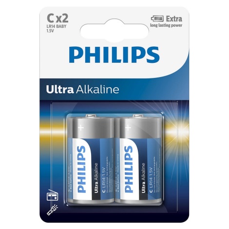 Philips LR14E2B/10 - 2 Stk. alkalische Batterie C ULTRA ALKALINE 1,5V