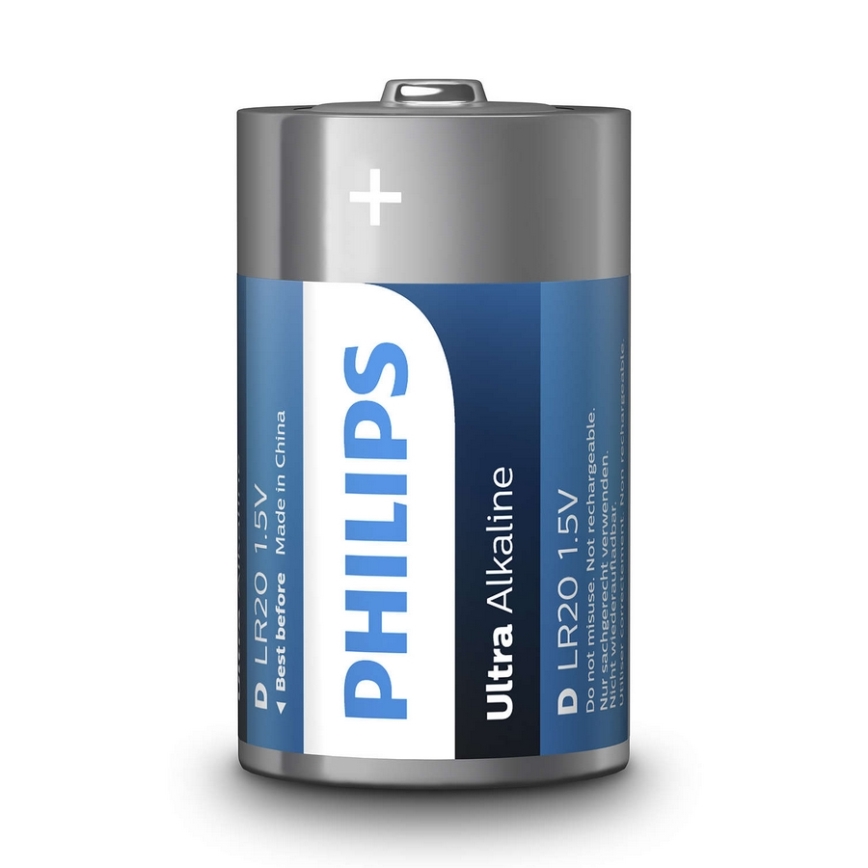 Philips LR20E2B/10 - 2 Stk. alkalische Batterie D ULTRA ALKALINE 1,5V