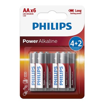 Philips LR6P6BP/10 - 6 Stk. alkalische Batterie AA POWER ALKALINE 1,5V