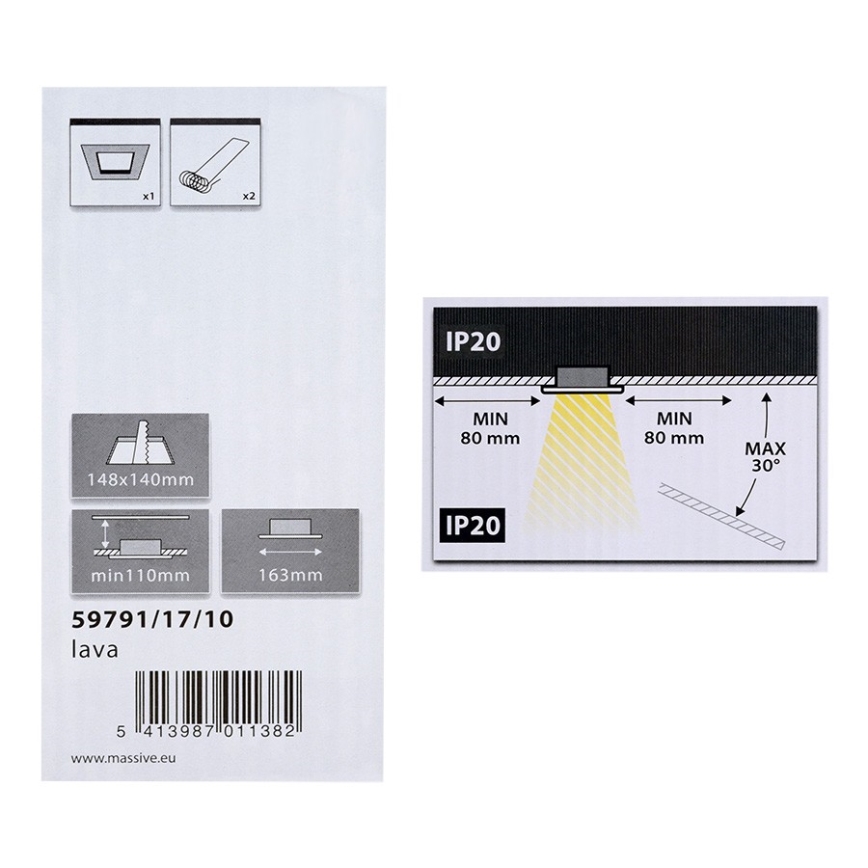Philips Massive 59791/17/10 - LAVA Downlight 2xE27/14W/230V