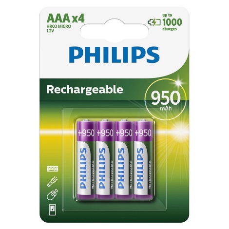 Philips R03B4A95/10 - 4 Stk. wiederaufladbare Batterien AAA MULTILIFE NiMH/1,2V/950 mAh