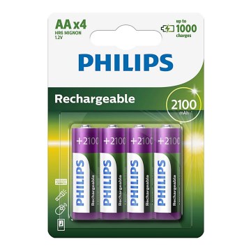 Philips R6B4A210/10 - 4 Stück wiederaufladbare AA-Batterien MULTILIFE NiMH/1,2V/2100 mAh