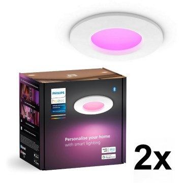 Philips - SET 2x LED RGBW dimmbare Badezimmer-Einbauleuchte Hue SLIM LED/8,3W/230V 2000-6500K weiß IP44