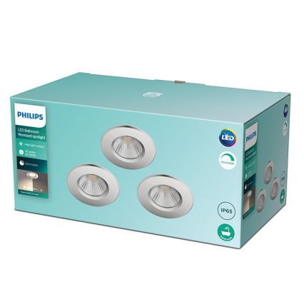 Philips - SET 3x Dimmbare LED-Badezimmerleuchte DIVE 1xLED/5,5W/230V IP65