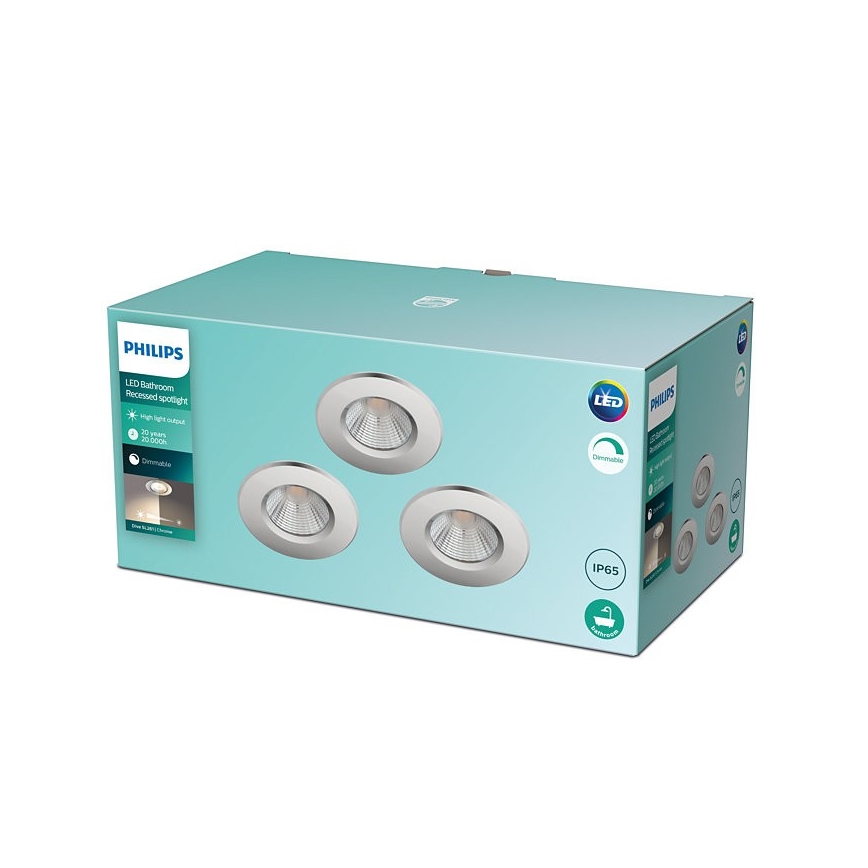 Philips - SET 3x Dimmbare LED-Badezimmerleuchte DIVE 1xLED/5,5W/230V IP65