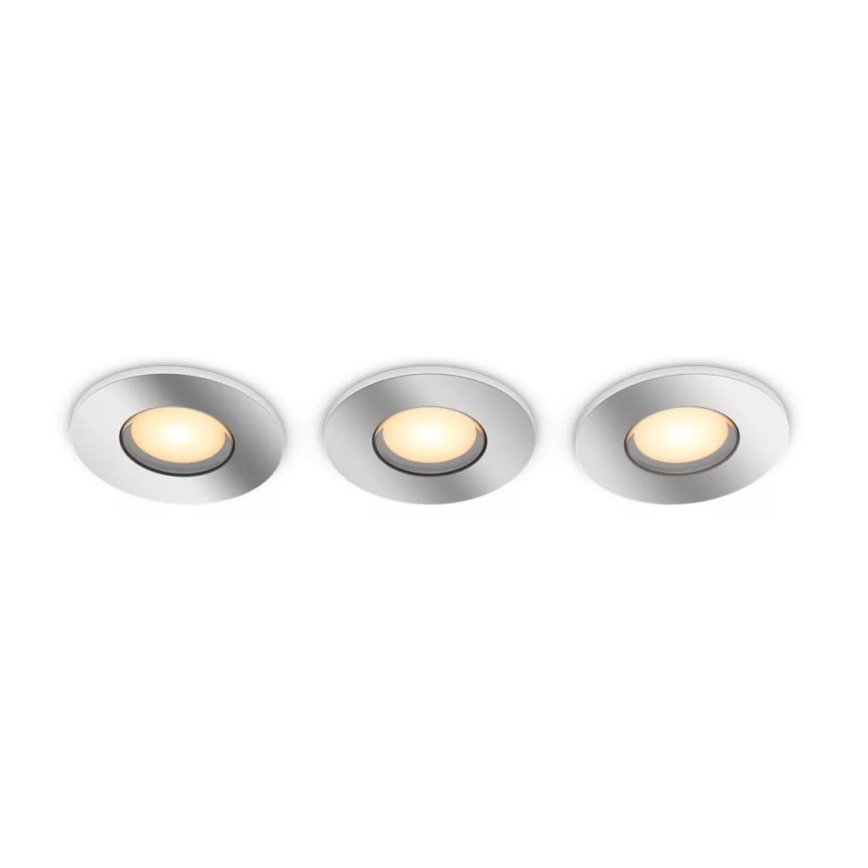 Philips - SET 3x Dimmbare LED-Einbauleuchte für Badezimmer Hue ADORE BATHROOM 1xGU10/4,2W/230V 2200-6500K IP44
