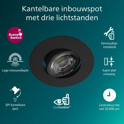 Philips - 3er-Set dimmbarer LED-Einbauleuchten CILANTRO LED/5W/230V 4000K schwarz
