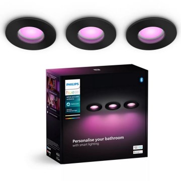 Philips - SET 3x dimmbare LED RGBW Badezimmer-Einbauleuchte Hue XAMENTO 1xGU10/4,2W/230V 2000-6500K IP44