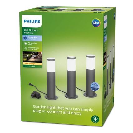 Philips – SET 3x LED-Außenleuchte GARDENLINK LED/24W/230V 2700K IP44