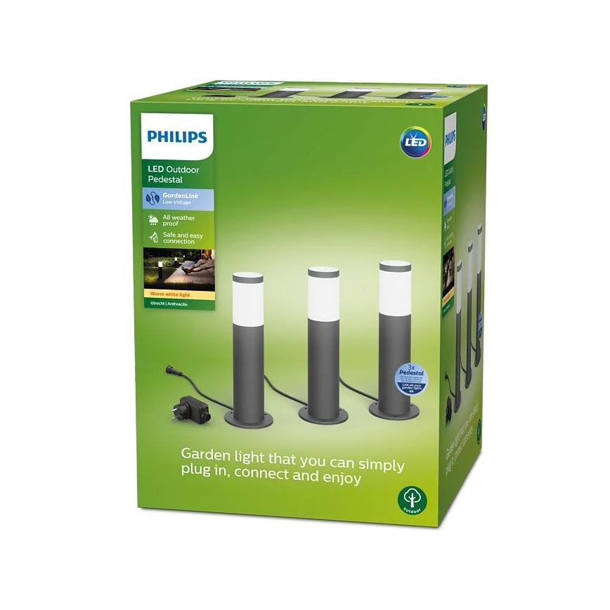 Philips – SET 3x LED-Außenleuchte GARDENLINK LED/24W/230V 2700K IP44