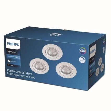 Philips - SET 3x LED dimmbare Einbauleuchte LED/5W/230V 2700K